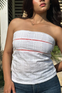 Eira strapless eyelet top